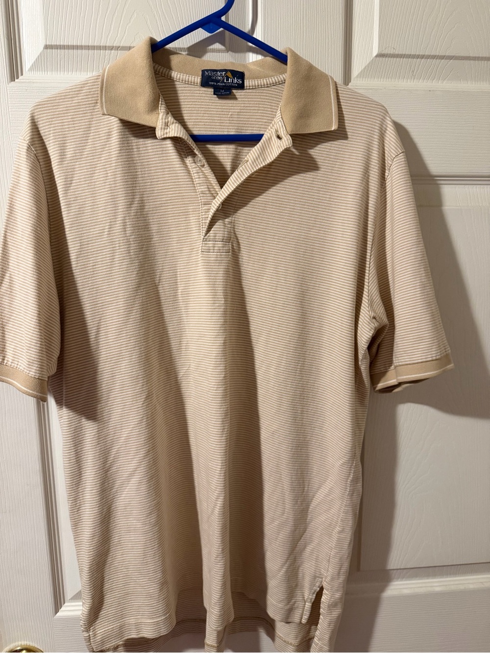 Stafford Beige Striped Polo Shirt - Men's